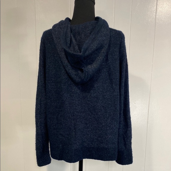 Banana Republic Sweater Mitzi Hoodie Wool Alpaca Blend Navy Blue Size Large - Picture 4 of 10